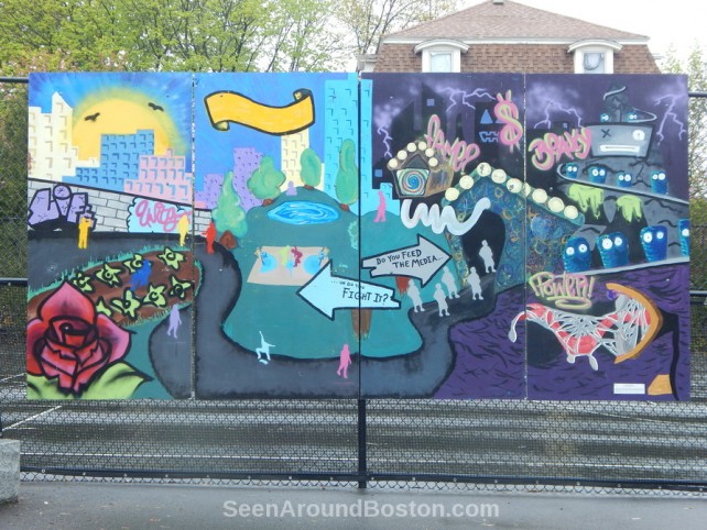 art mural in old morse park, cambridge, massachusetts