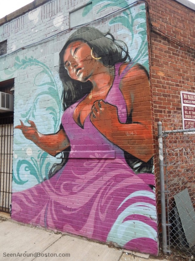 dancing lady by victor quinonez, jamaica plain murals