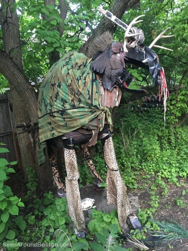 moose sculpture in somerville community bike path