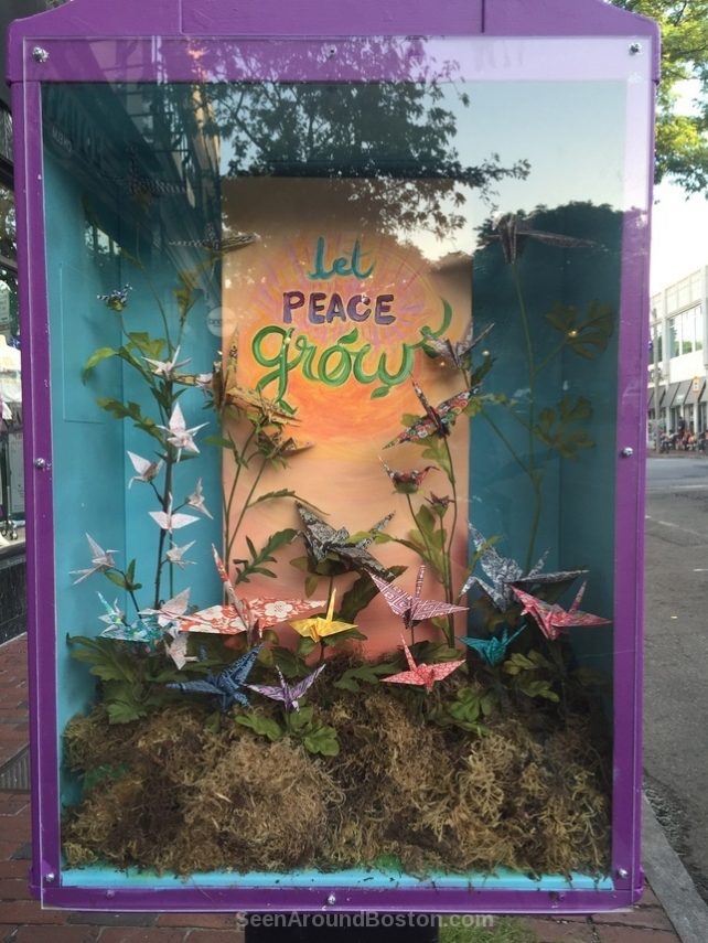 let peace grow phone booth, somerville ma street art